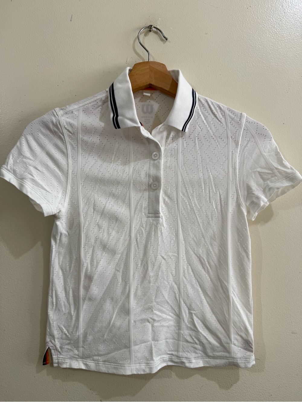 Wilson White Short-Sleeve Polo with Black Collar Trim